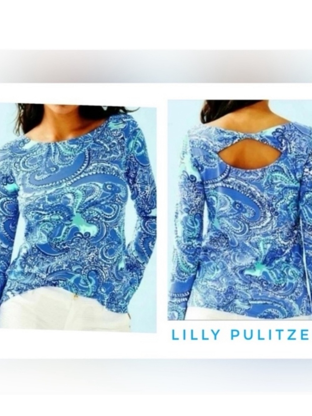 Lily Pulitzer Tristan Coastal Blue Top Paisley Print